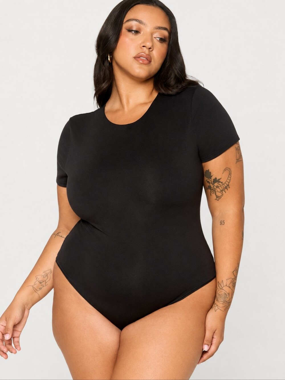 Yitty Snug Cotton Short Sleeve Brief Bodysuit Iconic Black NWT Size 5X